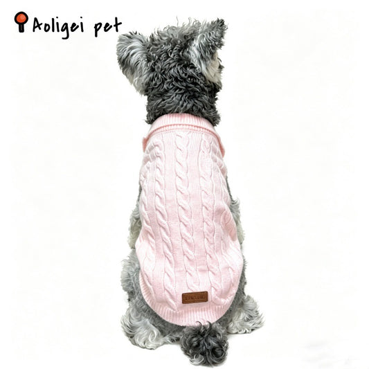 Gray Polo Knit Pet Sweater Set