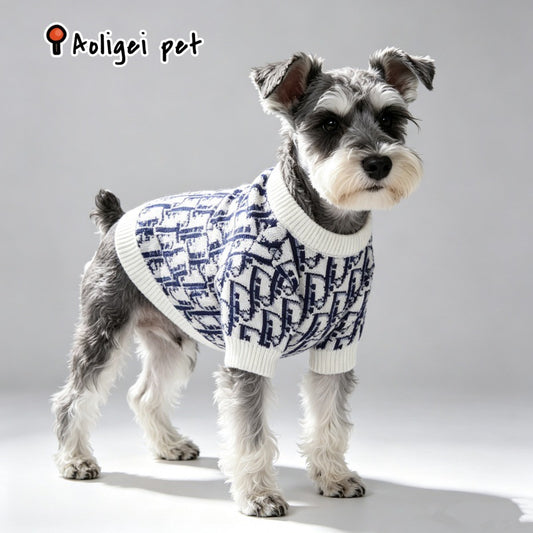 Blue and White Cozy Pet Sweater
