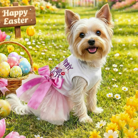 Purple Bunny Easter Tulle Pet Dress