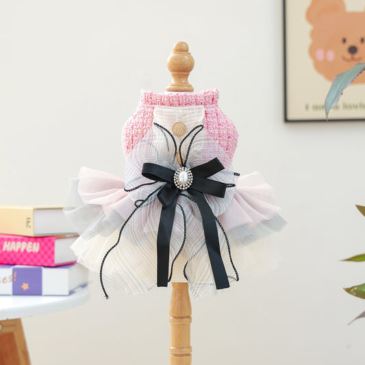 Pearl Bow Pet Scarf and Hair Clip Set